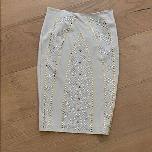 Victoria's Secret White Pencil Skirt with Gold & Silver Studs
